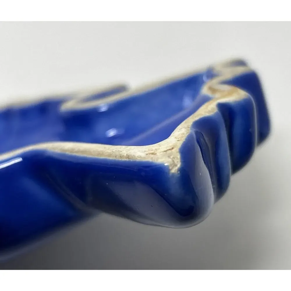 Vtg Treasure Craft Tropical Blue Fish Shaped Ceramic Spoon Rest Soap Dish USA